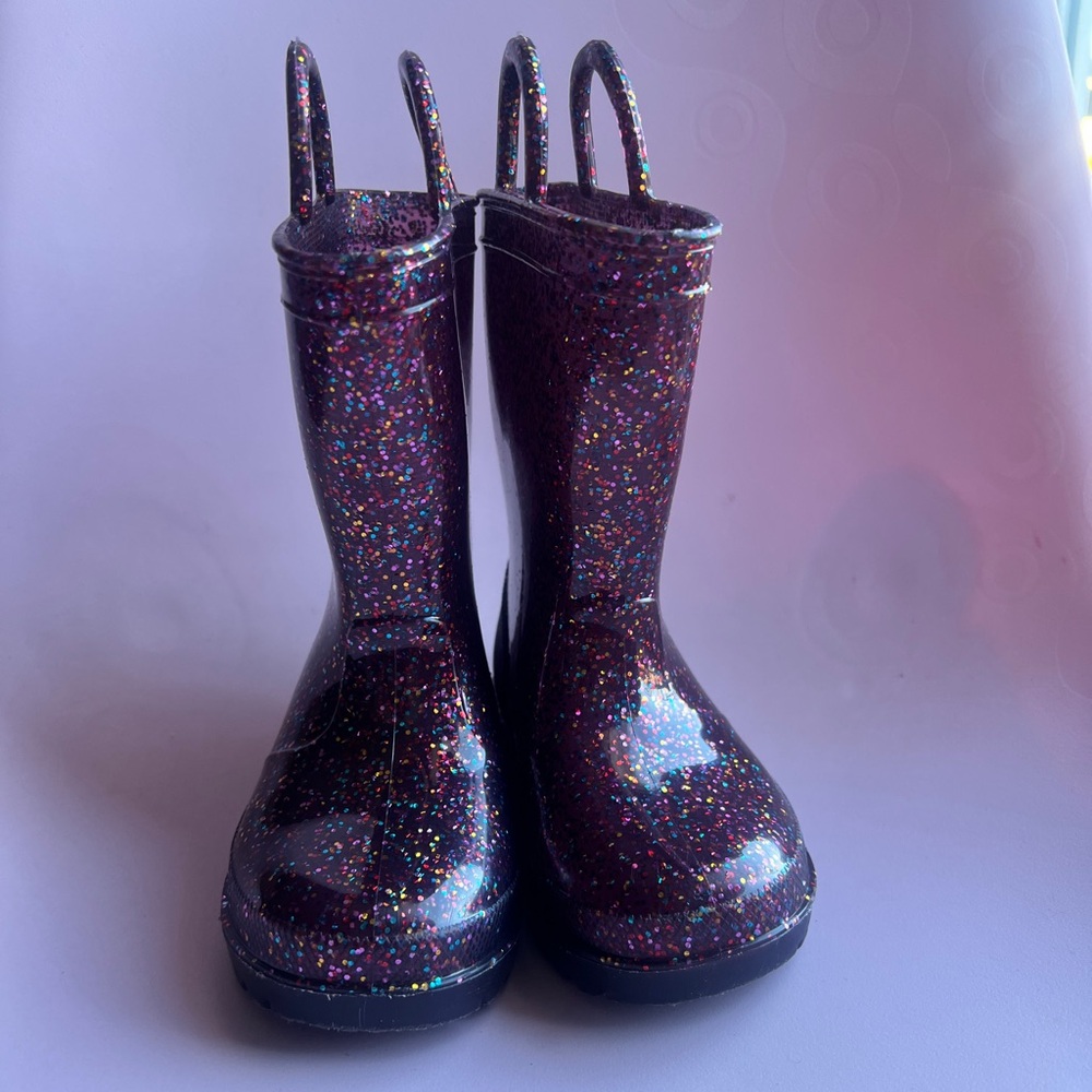 Toddler girl glitter rain boots, 5M